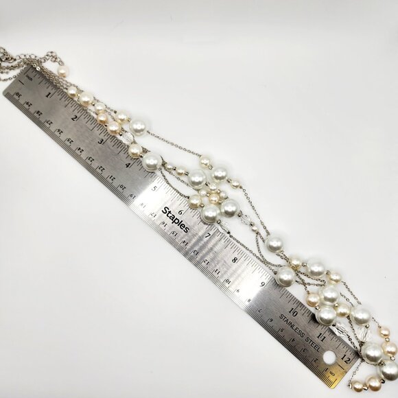 THE LIMITED Imitation Pearl and Faceted Bead Long Layered Necklace - Picture 6 of 7